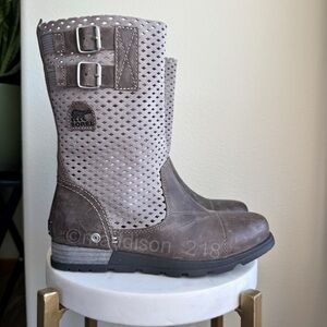 Sorel Major Pull-On Perforated Leather Boots Suede Leather Tan Taupe women’s 6.5